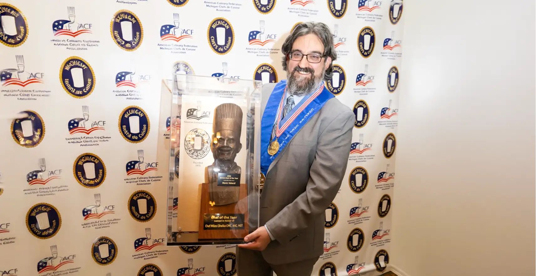 Chef Norman Valentii with his Chef of the Year Trophy