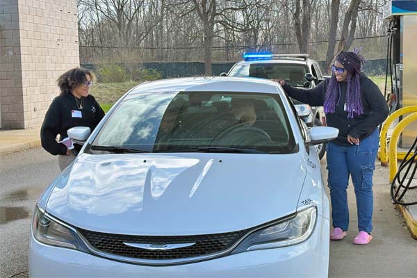 Image of students with police.