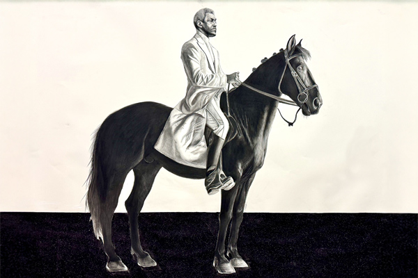 Image of a charcoal painting of a horse.